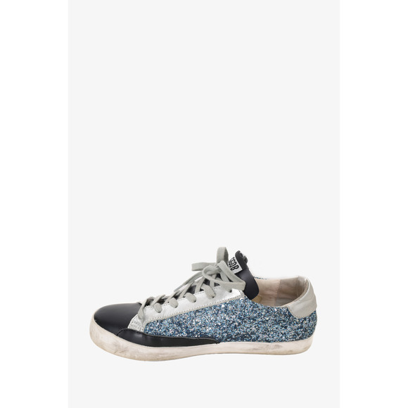 Golden Goose Blue/Sliver Metallic Sequin Sneaker Size 40 - Picture 3 of 3
